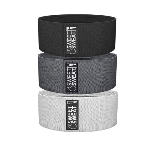 Diseño sin título Sweet Sweat Hip Bands and Resistance Set with 3 Levels of Resistance | Non-Slip Fabric Booty Bands for Squats & Lunges | Includes Free Mesh Carrying Bag - Image 1